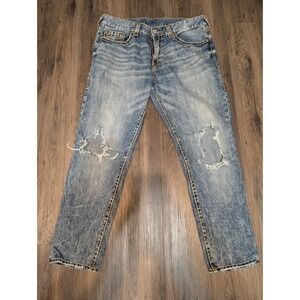 True Religion‎ Geno Relaxed Slim Distressed Ripped Jeans Size 38